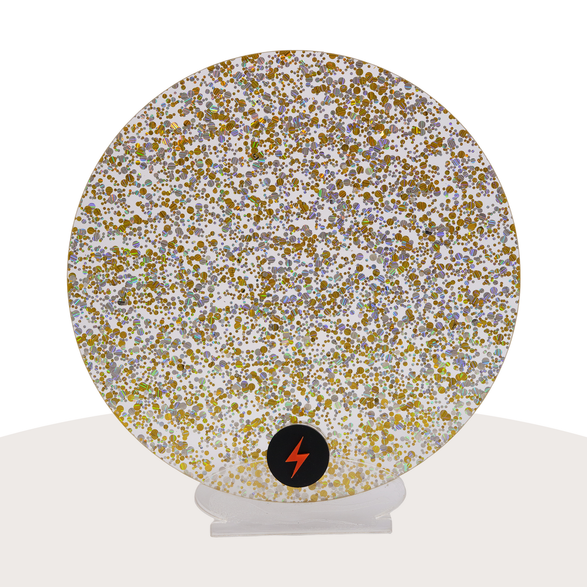 Silver/Gold Bubble Glitter Acrylic — Front view