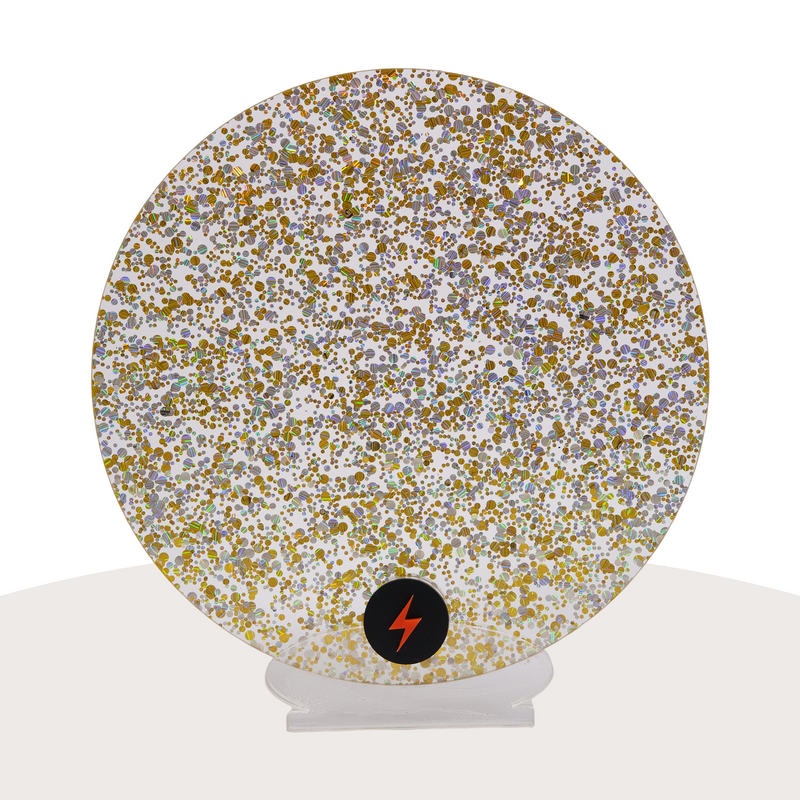 Silver/Gold Bubble Glitter Acrylic — Front view
