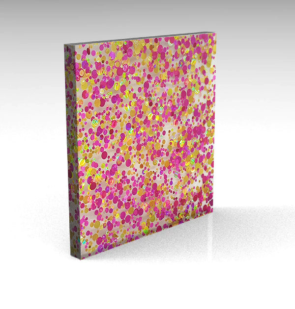 Pink/Gold Bubble Glitter Acrylic