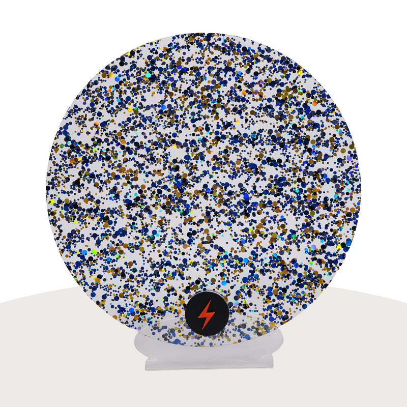 Blue/Black/Gold Bubble Glitter Acrylic — Front view