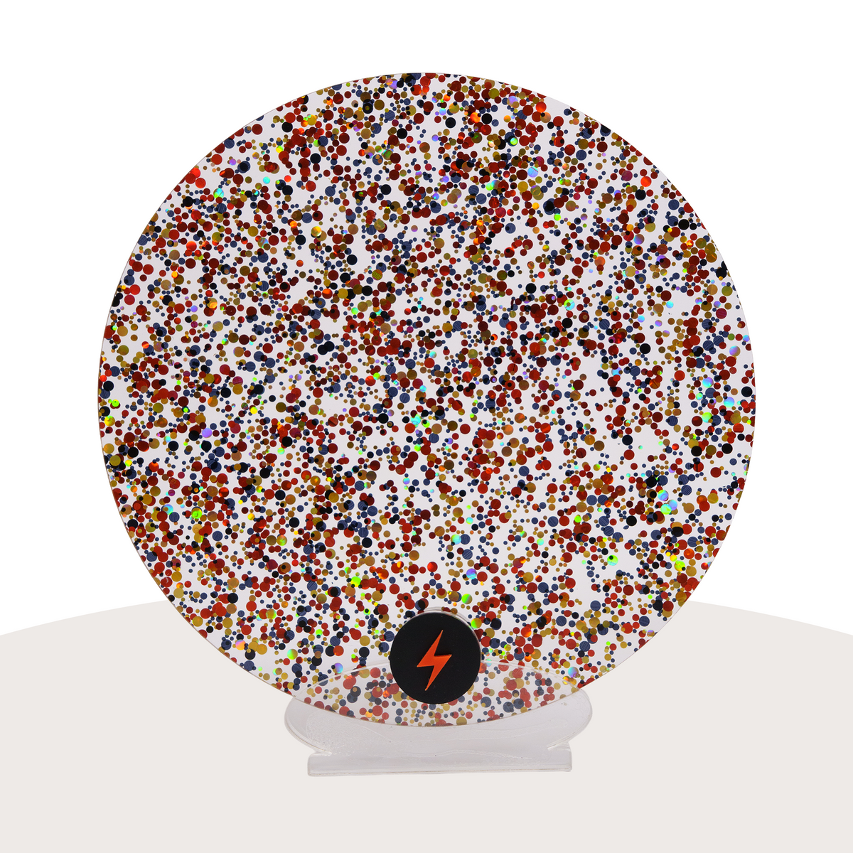 Red/Black/Gold Bubble Glitter Acrylic — Front view