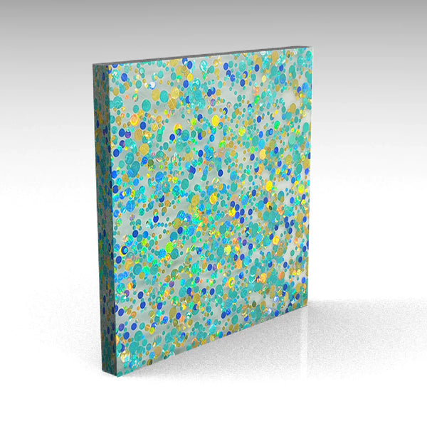 Blue/Aqua/Gold/ Bubble Glitter Acrylic