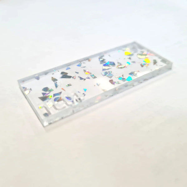 Silver Tinsel Glitter Acrylic