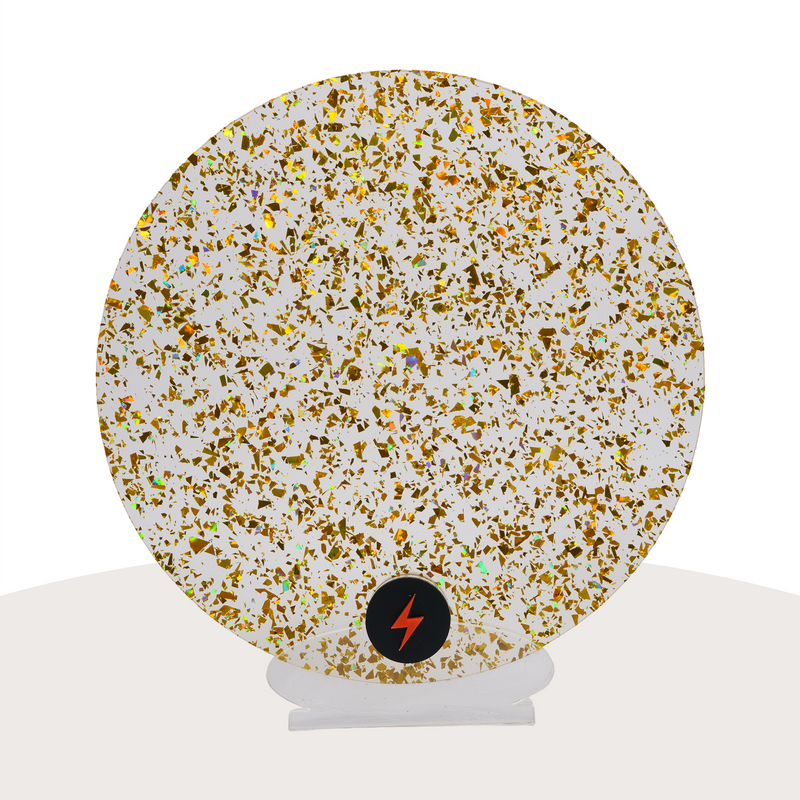 Gold Tinsel Glitter Acrylic — Front view