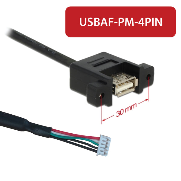 Female USB-A with Panel Mount to Lightburn Cable 4PIN Plug