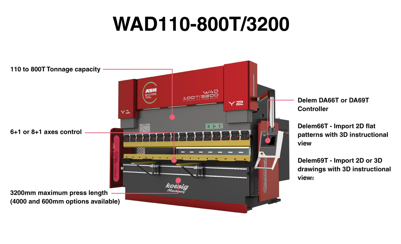 WAD-110-800T/3200-AU CNC Press Brake