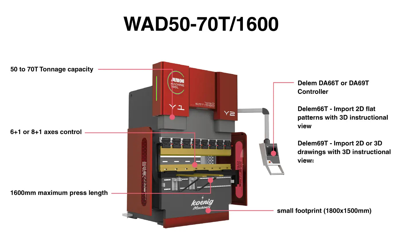 WAD-50-70T/1600-AU CNC Press Brake