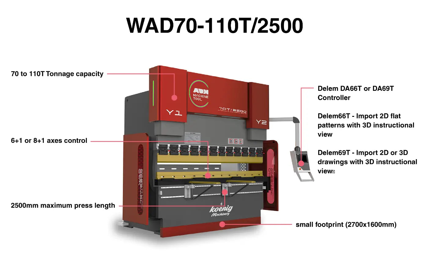 WAD-70-110T/2500-AU CNC Press Brake